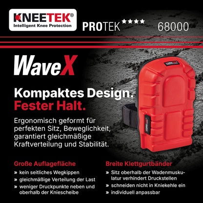 Kneetek WaveX - Knieschoner für Estrich-, Boden- und Fliesenleger, Maximale Druck- und Stoßdämpfung, kein Einschneiden, Einheitsgröße S-L, geprüft nach EN 14404, 1 Paar
