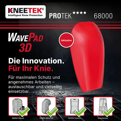 Kneetek WaveX - Knieschoner für Estrich-, Boden- und Fliesenleger, Maximale Druck- und Stoßdämpfung, kein Einschneiden, Einheitsgröße S-L, geprüft nach EN 14404, 1 Paar
