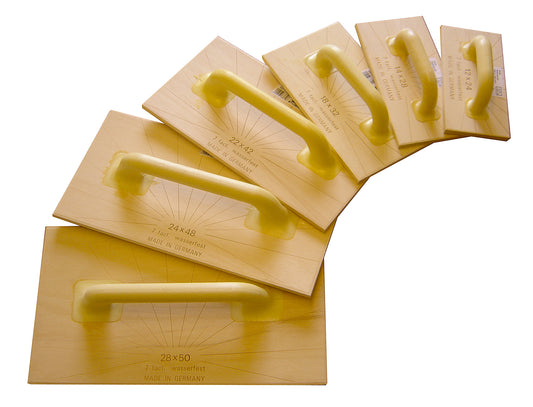 STUBAI Holz-Reibebrett Abachi 140x230mm – 7-schichtig, biege- und druckfest, kalkwasserbeständig, verzieht sich nicht, mit Wasserleitrille für präzises Arbeiten und lange Haltbarkeit im Profi- und Heimwerkerbereich