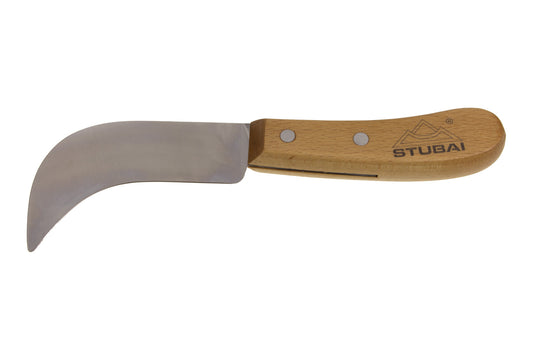 STUBAI Ledermesser 100 mm – gebogene Klinge aus gehärtetem Stahl, scharf & robust – Holzgriff, ideal für Leder, Teppich, Dachpappe, Outdoor & Gartenarbeiten