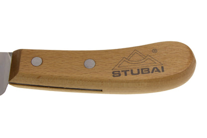 STUBAI Ledermesser 100 mm – gebogene Klinge aus gehärtetem Stahl, scharf & robust – Holzgriff, ideal für Leder, Teppich, Dachpappe, Outdoor & Gartenarbeiten