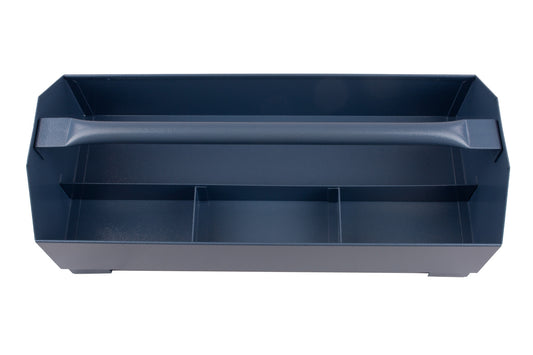 STUBAI Spengler-Werkzeugkoffer Nr. 4994 10 | 55x25x30 cm mit herausnehmbarem Einsatz & Vorrichtung zum Einhängen in Dachlattung | Stahlblech, blau lackiert, 0,7–0,8 mm Blechstärke