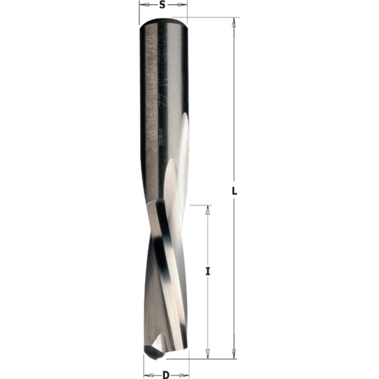 Vollhartmetall Fräser 6x22x70mm S=6mm mit 2 negativ spiralgenuteten Schneiden Z2 Linkslauf