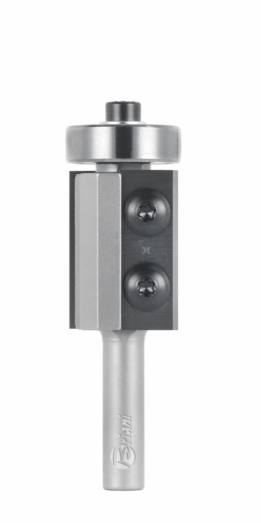 Bündigfräser aus Hartmetall mit Kugellager und Wendemesser - Rechtslauf, Schneide 2, Arbeitslänge 12 mm, Gesamtlänge 52 mm, Schaft 8 mm, Ø 16 mm