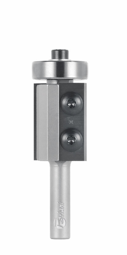 Bündigfräser aus Hartmetall mit Kugellager und Wendemesser - Rechtslauf, Schneide 2, Arbeitslänge 12 mm, Gesamtlänge 55 mm, Schaft 8 mm, Ø 22 mm