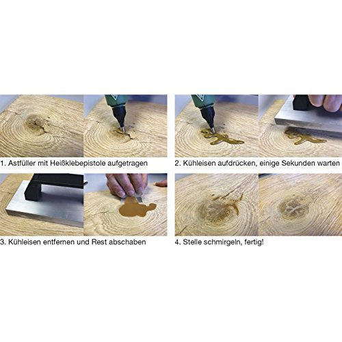 STUBAI WoodRepair Holzreparatur Set BASIC mit Astfüller-Pistole 80W & 8 Stäben Mix 1 – für Knoten, Risse und Holzschäden – Reparatur für Fenster, Parkett, Möbel – Profi & Heimwerker Set im Koffer