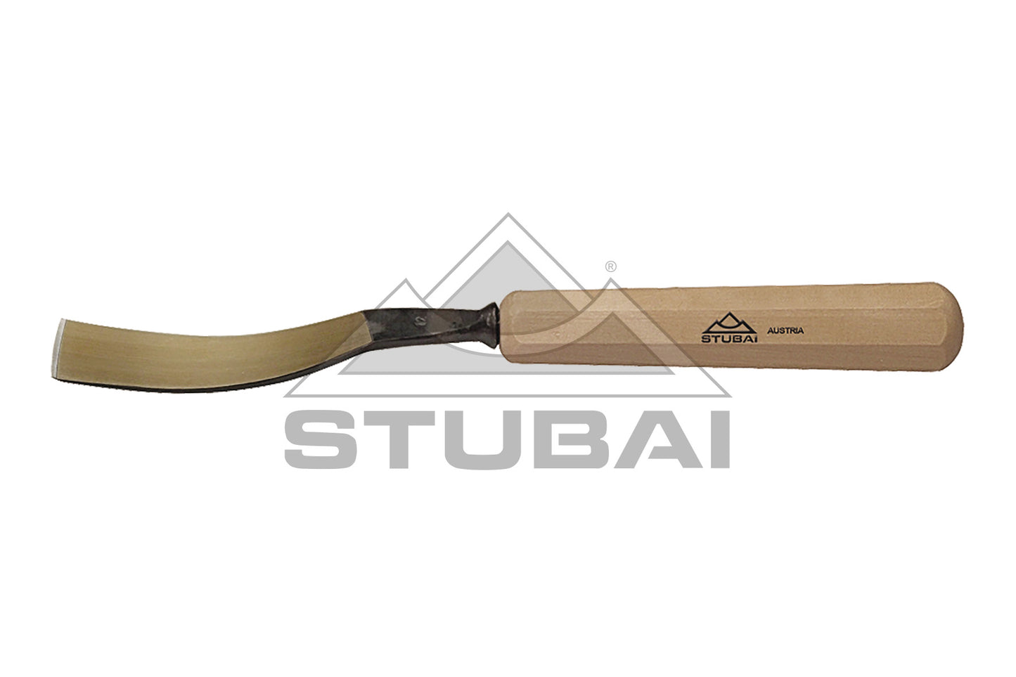 STUBAI Stemmeisen Stechbeitel Serie 52 - Form 12 | Gebogenes Flacheisen 5 mm, mit Holzgriff, zum Vorstechen, für Anschlagarbeiten, Schrupparbeiten, Rosetten, zur Bearbeitung von Holz