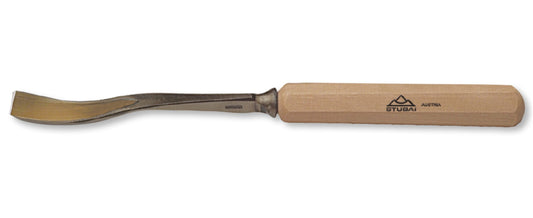 STUBAI Stemmeisen Stechbeitel Serie 52 - Form 44 | Gekröpfter Gaißfuß 4 mm, mit Holzgriff, für Kerb- und Reliefschnitzarbeiten, Figurenarbeiten, Profilleisten, zur präzisen Bearbeitung von Holz
