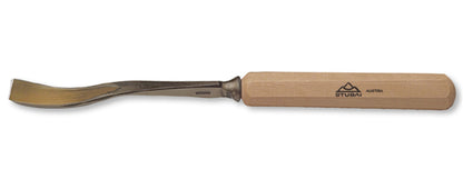 STUBAI Stemmeisen Stechbeitel Serie 52 - Form 44 | Gekröpfter Gaißfuß 10 mm, mit Holzgriff, für Kerb- und Reliefschnitzarbeiten, Figurenarbeiten, Profilleisten, zur präzisen Bearbeitung von Holz