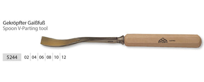 STUBAI Stemmeisen Stechbeitel Serie 52 - Form 44 | Gekröpfter Gaißfuß 6 mm, mit Holzgriff, für Kerb- und Reliefschnitzarbeiten, Figurenarbeiten, Profilleisten, zur präzisen Bearbeitung von Holz