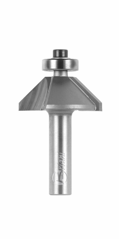 Fasefräser mit Kugellager aus Hartmetall, Rechtslauf, Schneide 2, Arbeitslänge 12 mm, Gesamtlänge 51 mm, Schaft 8 mm, Ø 23 mm