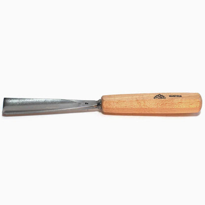 STUBAI Stechbeitel 550725 | Form 7 | 25 mm gerades Hohleisen | Spezial-Kohlenstoffstahl | handgeschmiedet | 8-Kant Buchenheft | vorgeschliffen | für Kerb-, Relief- & Figurenschnitzerei
