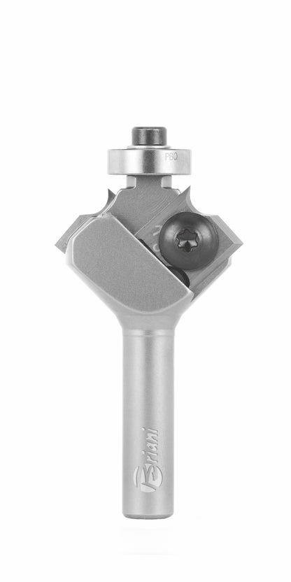 Fase/Viertelstabfräser mit Wendemesser und Kugellager aus Hartmetall, Rechtslauf, Schneide 2, 45°, Arbeitslänge 8,3 mm, Gesamtlänge 60 mm, Schaft 8 mm, Ø 29 mm