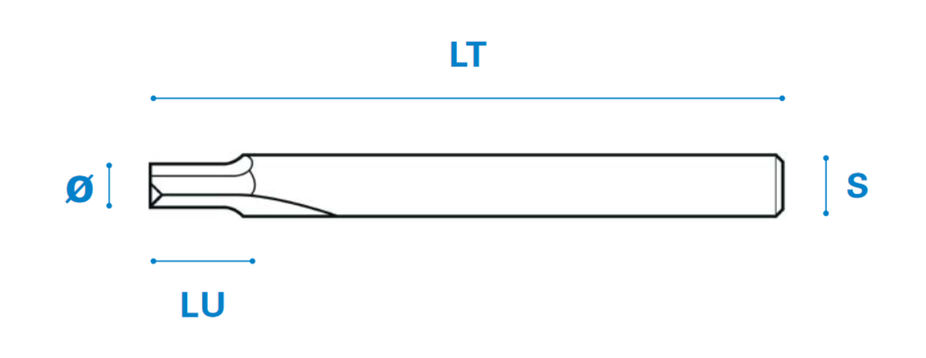 Dichtungsnutfräser aus Vollhartmetall - Rechtslauf, Schneide 2+1, Arbeitslänge 10 mm, Gesamtlänge 60 mm, Schaft 6 mm, Ø 4 mm