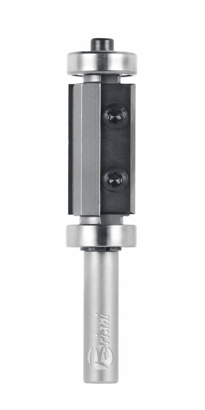 Bündigfräser mit doppeltem Kugellager und Wendemesser, aus Hartmetall, Rechtslauf, Schneide 2, Arbeitslänge 50 mm, Gesamtlänge 116 mm, Schaft 12 mm, Ø 22,2 mm