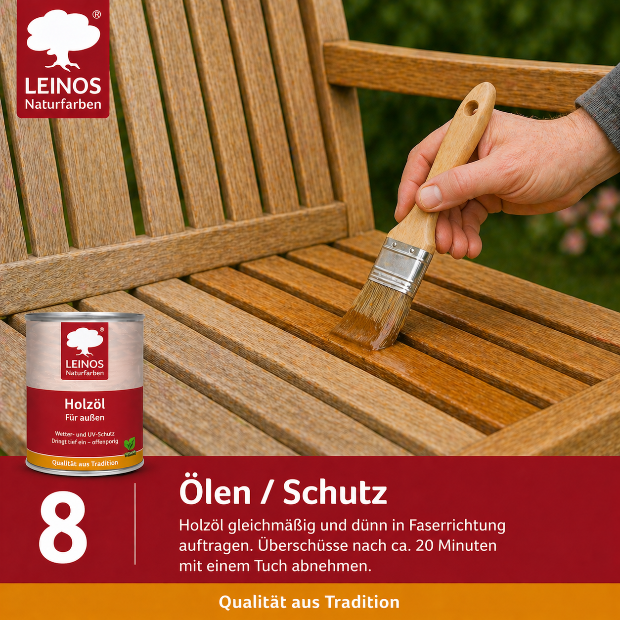 Leinos Entgrauer 2,5 Liter  für Holz-Gartenmöbel & Terrassenholz – Auftragen, einwirken lassen, abbürsten – effektive Reinigung & Auffrischung von Hart- und Weichholz