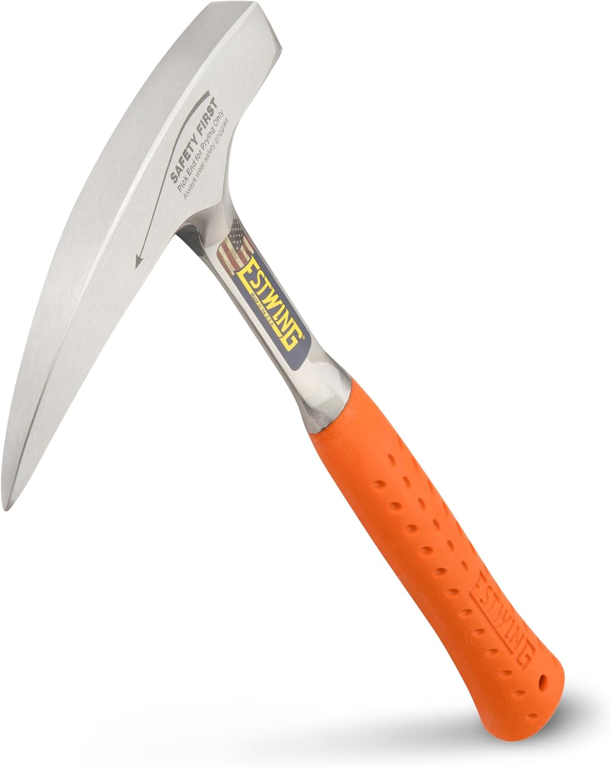 ESTWING Pickhammer mit Vinylgriff, 16x18 mm, 615 g | Geologenhammer aus Stahl | glatte Bahn & Spitze | Rock Pick Hammer | ideal für Gestein, Mineralien, Fossilien & Gebirge