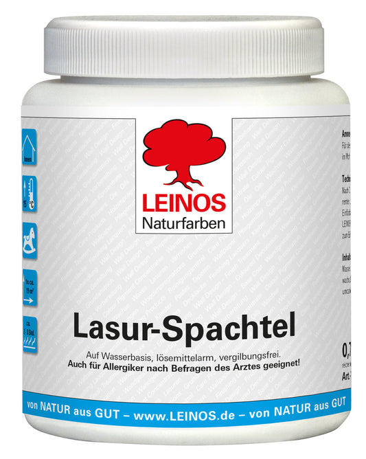 LEINOS Lasur-Spachtel 0,75 L – transparente Spachtelmasse für kreative Wandgestaltung – für Innenräume – individuell einfärbbar mit Pigmenten – edle Lasurtechnik für Putz, Beton & Trockenbau