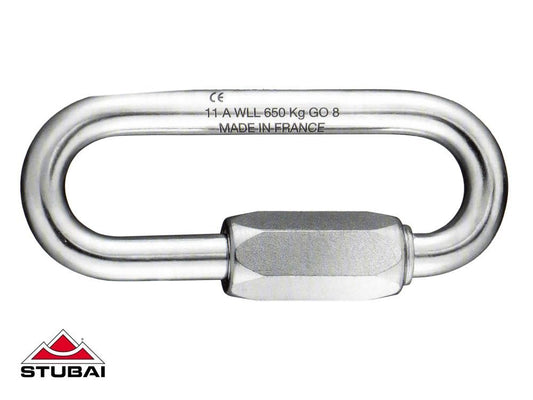 STUBAI-Maillon Rapide 25 kN | Schraubkettenglied 79 mm, Öffnung 16 mm, 60 g | EN 12275 & EN 362 zertifiziert | Quick Link aus Stahl für Klettern, Bergsport, Sicherheitstechnik & Industrie