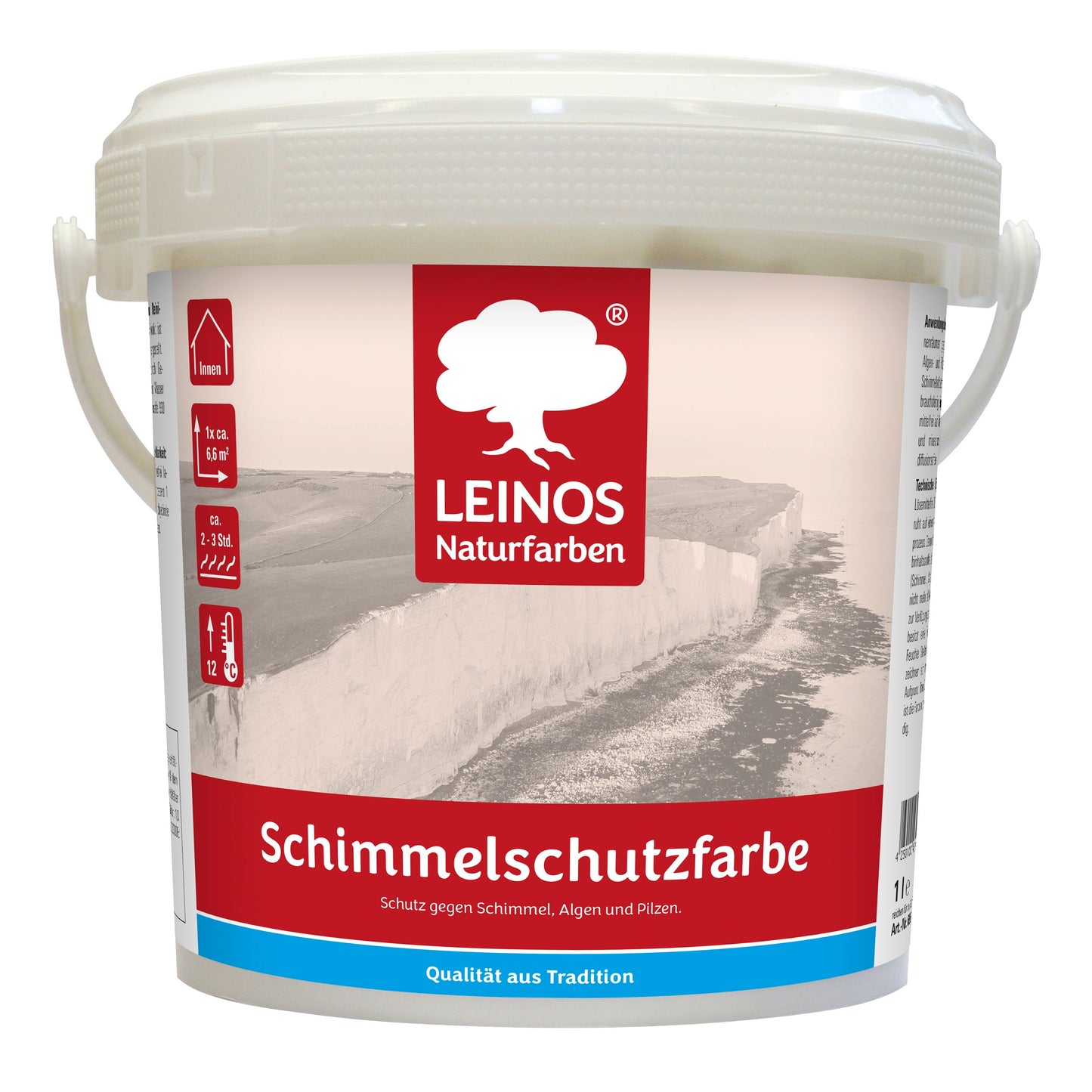 LEINOS 695 Schimmelschutzfarbe 1,0 l für Innenräume, gegen Schimmel, Algen und Pilze, biozidfrei, lösemittelfrei, diffusionsoffen, natürliche Wirkung, hohe Deckkraft, weiß, gebrauchsfertig Innenwände!