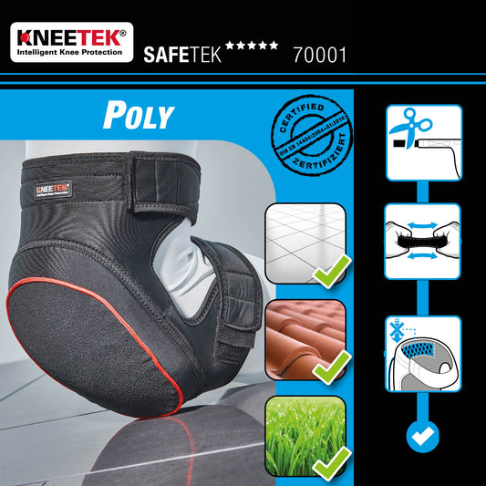 KNEETEK Knieschoner SAFETEK Poly, stark rutschhemmende PU-Oberfläche, ergonomisch vorgeformtes Kniebett für den Dauereinsatz, EN 14404 Typ 1 LS 1