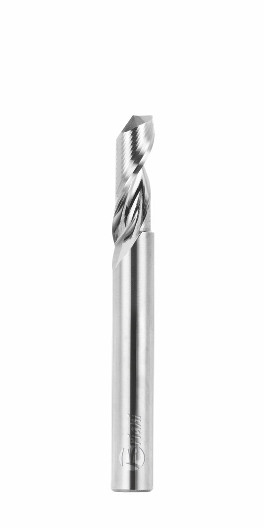 Einzahnfräser für Alu aus Vollhartmetall, Rechtslauf, Schneide 1, Positiv, Arbeitslänge 32 mm, Gesamtlänge 80 mm, Schaft 12 mm, Ø 12 mm