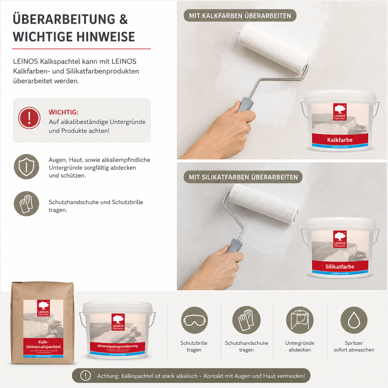 LEINOS Kalk-Universalspachtel 683, weiß – Mineralische Spachtelmasse für Wand & Decke innen, atmungsaktiv, schimmelhemmend, lösemittelfrei, glättbar & strukturierbar, auf Putz, Lehm, Gips – 5 kg