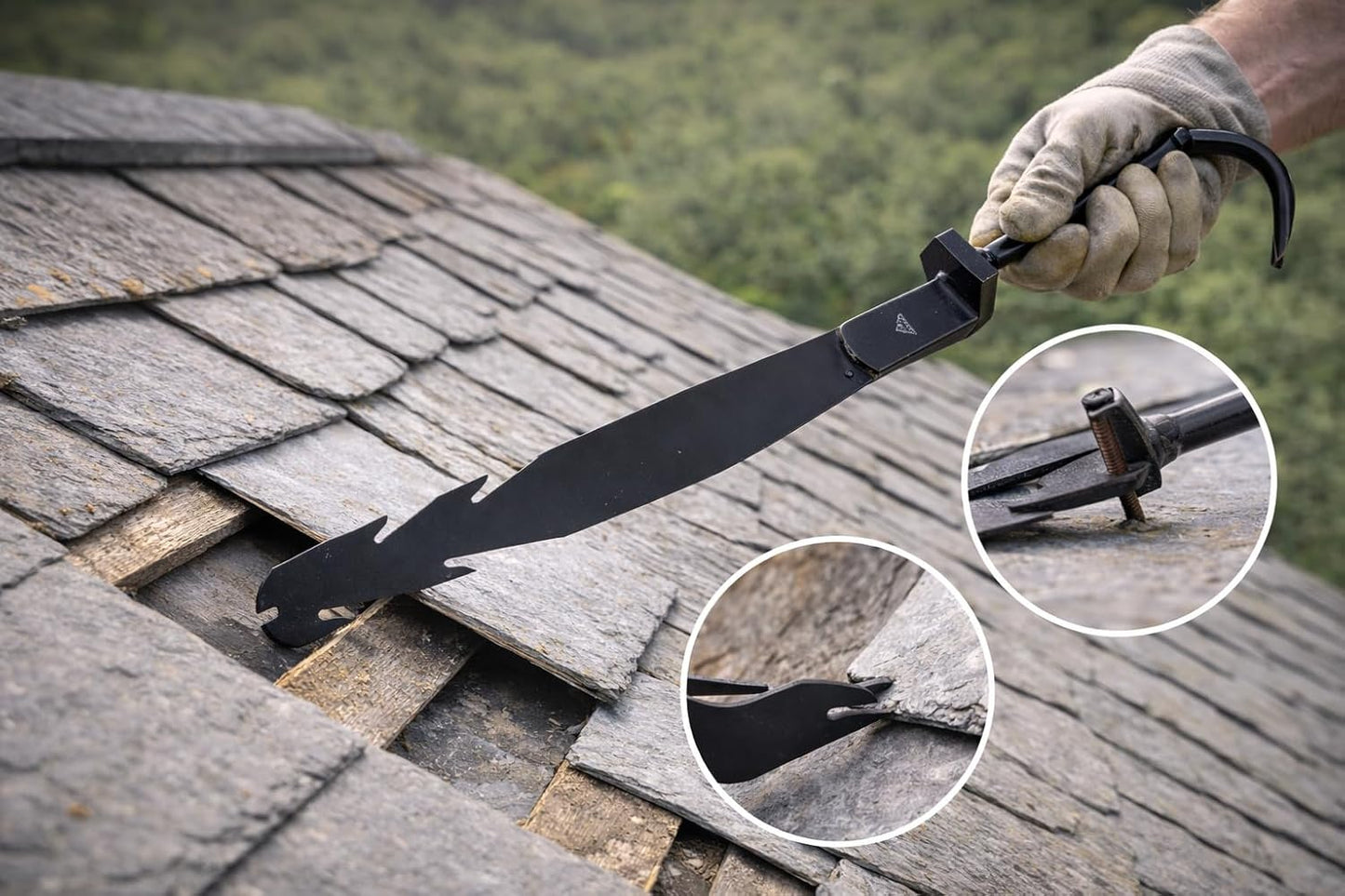 STUBAI Schieferdecker-Nageleisen 277002 500 mm | Extralanges Werkzeug für kraftsparendes Entfernen von Schieferplatten | Verzinkter Spezialstahl mit Klauengriff und Nagelzieher – Profiqualität