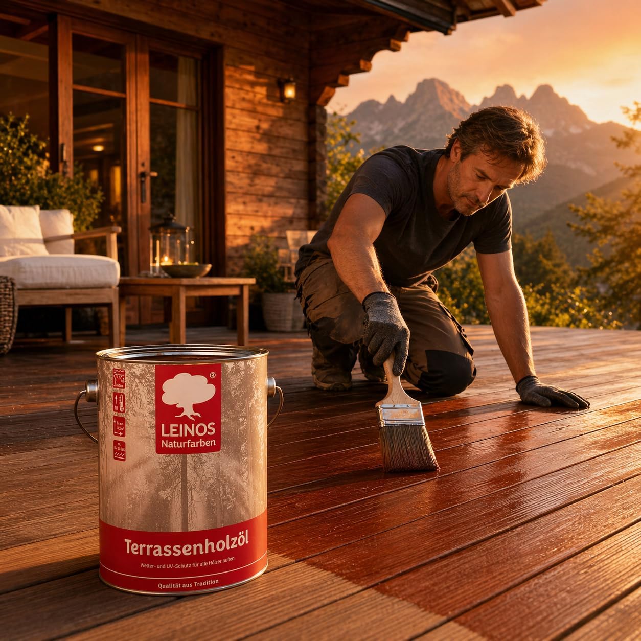 LEINOS Terrassenholzöl 236 | 2,5 Liter | Farbton: bräunlich  Hochwertiges Holzöl für außen | Für Terrassen, Zäune, Kinderspielgeräte  | Tiefer Holzschutz & leichte Anwendung