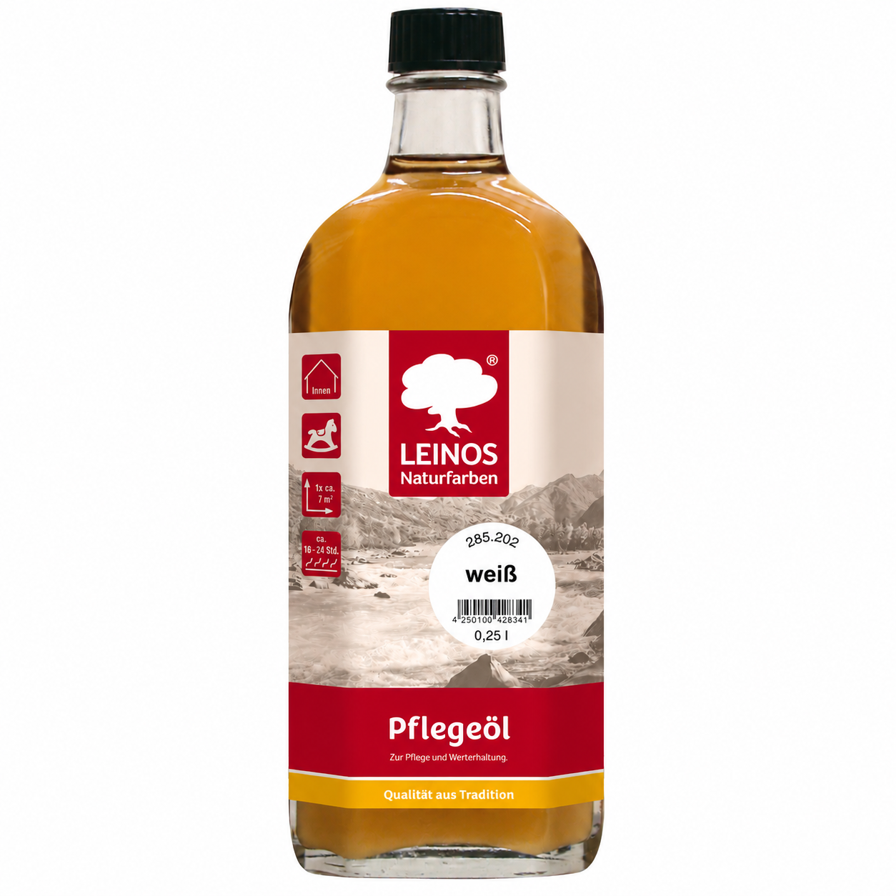 LEINOS 285 Pflegeöl weiß 0,25 Liter für Holz, Parkett, Kork und Linoleum | Pflege, Reinigung und Auffrischung geölter und gewachster Flächen im Innenbereich | Natürlich ökologisch natürliche Optik