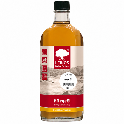 LEINOS 285 Pflegeöl weiß 0,25 Liter für Holz, Parkett, Kork und Linoleum | Pflege, Reinigung und Auffrischung geölter und gewachster Flächen im Innenbereich | Natürlich ökologisch natürliche Optik