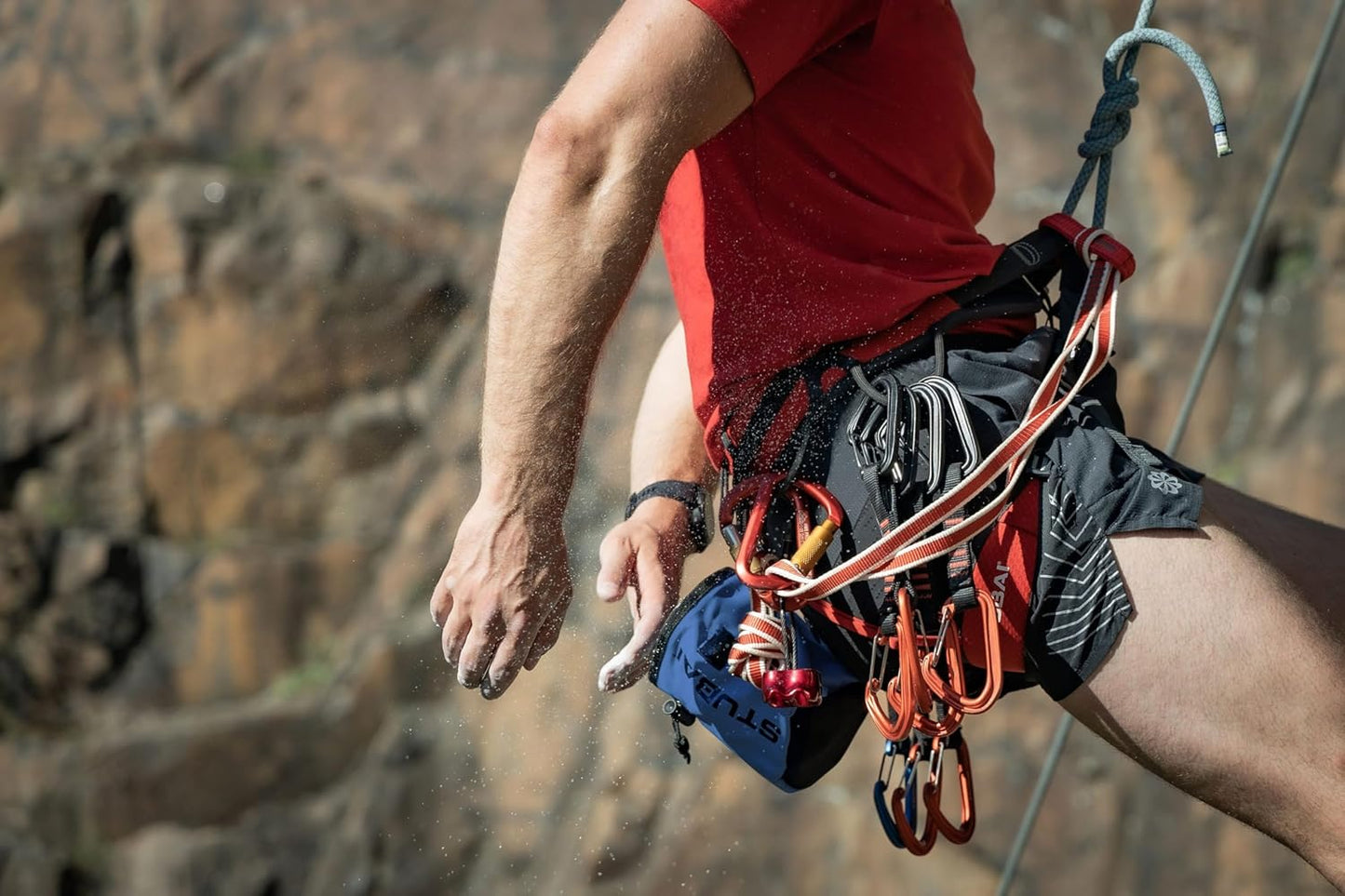 STUBAI Chalk-Bag | schwarz | Chalkbag zum Klettern und Bouldern, Magnesium-Beutel, Kalk-Tasche, Kreidebeutel, Magnesiabeutel