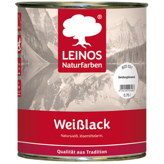 LEINOS 820 Weißlack Seidenglänzend | 0,75 L Innen & Außen | Wohngesunder Naturharz-Öl Lack, wetterfest & strapazierfähig | ca. 7 m² Reichweite | Für Möbel, Türen, Fenster, Holzflächen & Metall