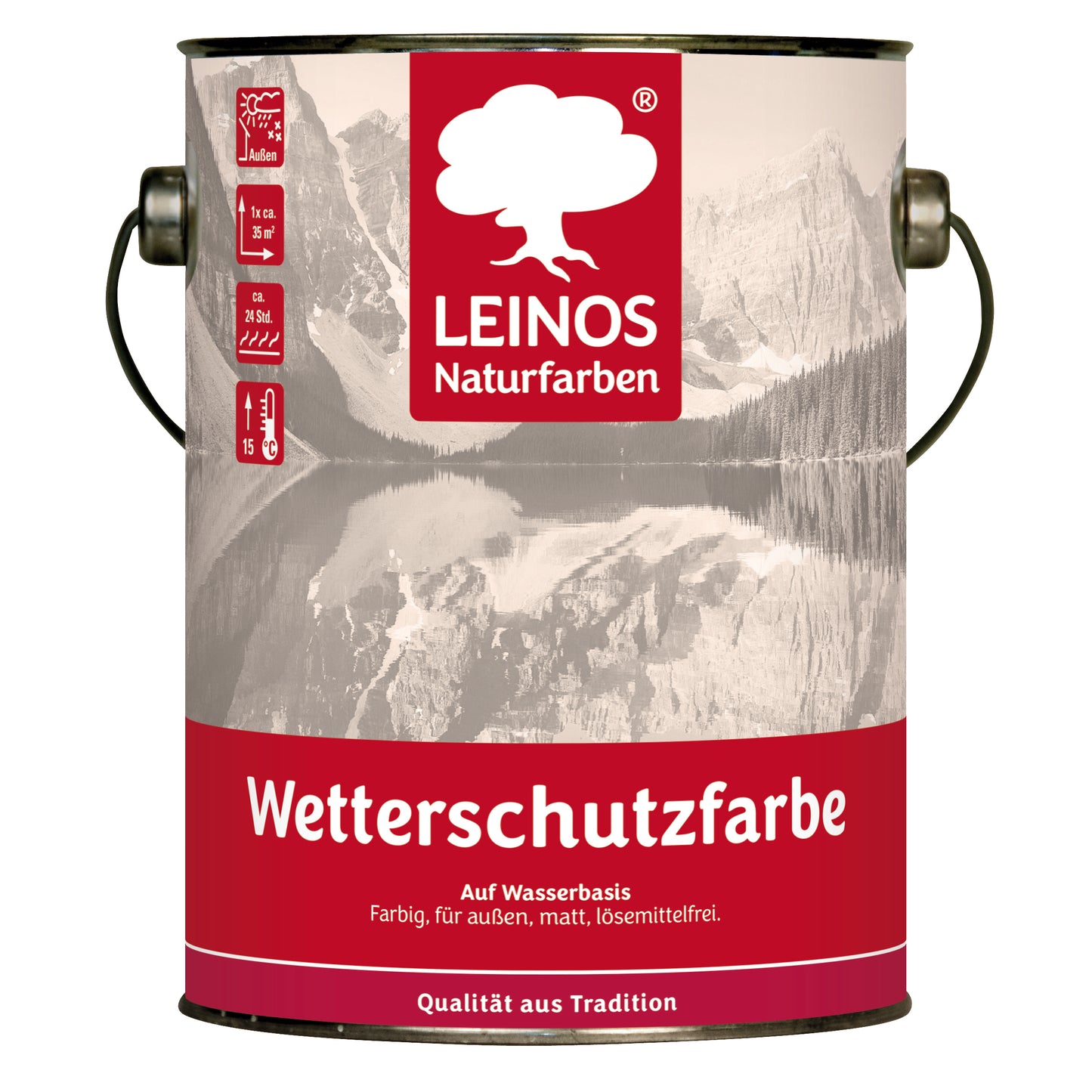 LEINOS Wetterschutzfarbe auf Wasserbasis 855 –2,5 l Schweden-Rot- Lösemittelfreier, matter Anstrich für unbehandelte Holzkonstruktionen im Außenbereich, ideal für sägeraues Holz