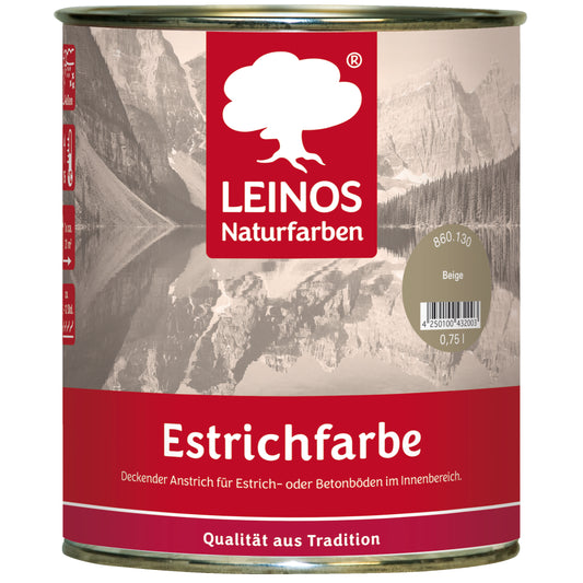 Leinos Naturfarben Estrichfarbe 860 | für innen | Schutz & Farbgebung für offenporige Estrich- & Betonflächen | abriebfest, wasserabweisend | Beige  | 0,75 Liter