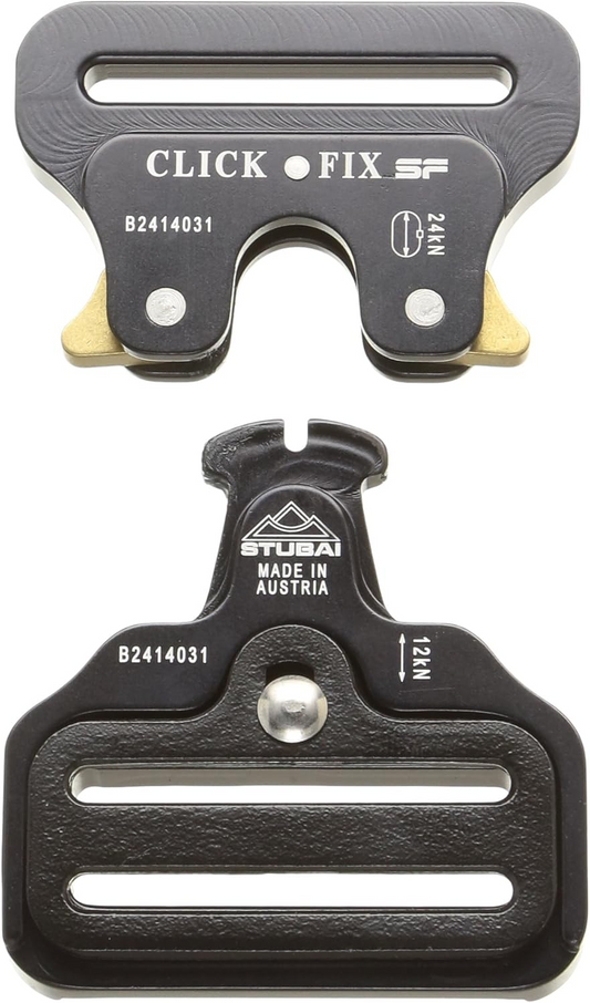 STUBAI Gurtschnalle bis 45 mm | vergütetem Aluminium mit schwarzer Eloxierung | CLICK FIX FLEX 2.0 | verhindert Öffnen unter Last | Profiqualität Made in Austria