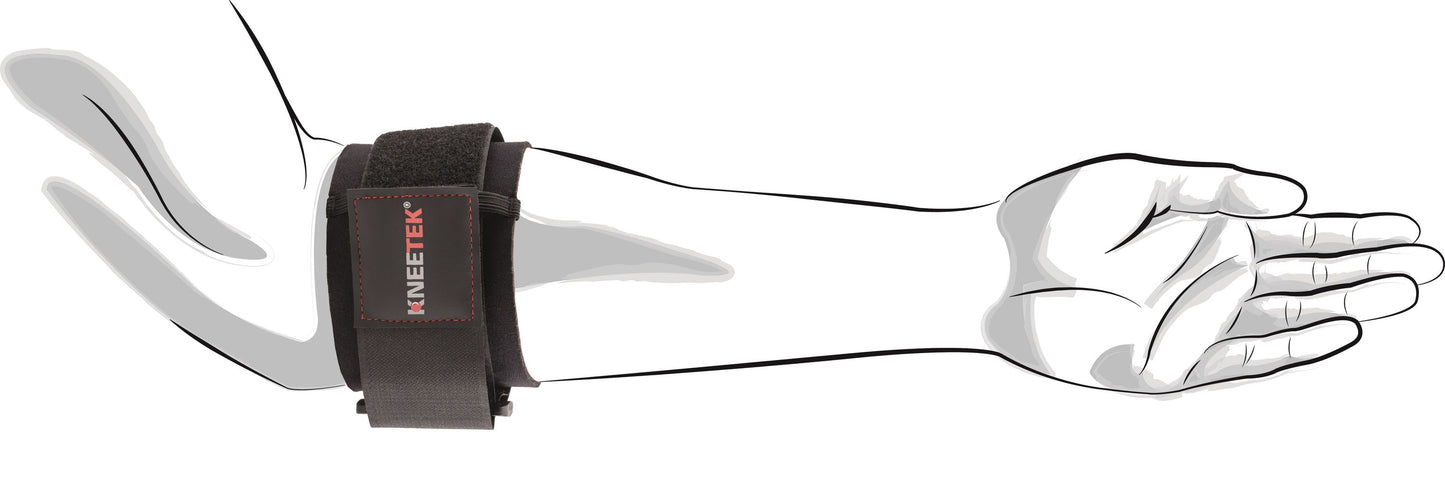 KNEETEK Unterarmbandage für den linken Arm | Größe: L/XL | selbstwärmende Unterarmstütze | elastische Bandage für den Unterarm zur Kompression und Führung für die Sehnen