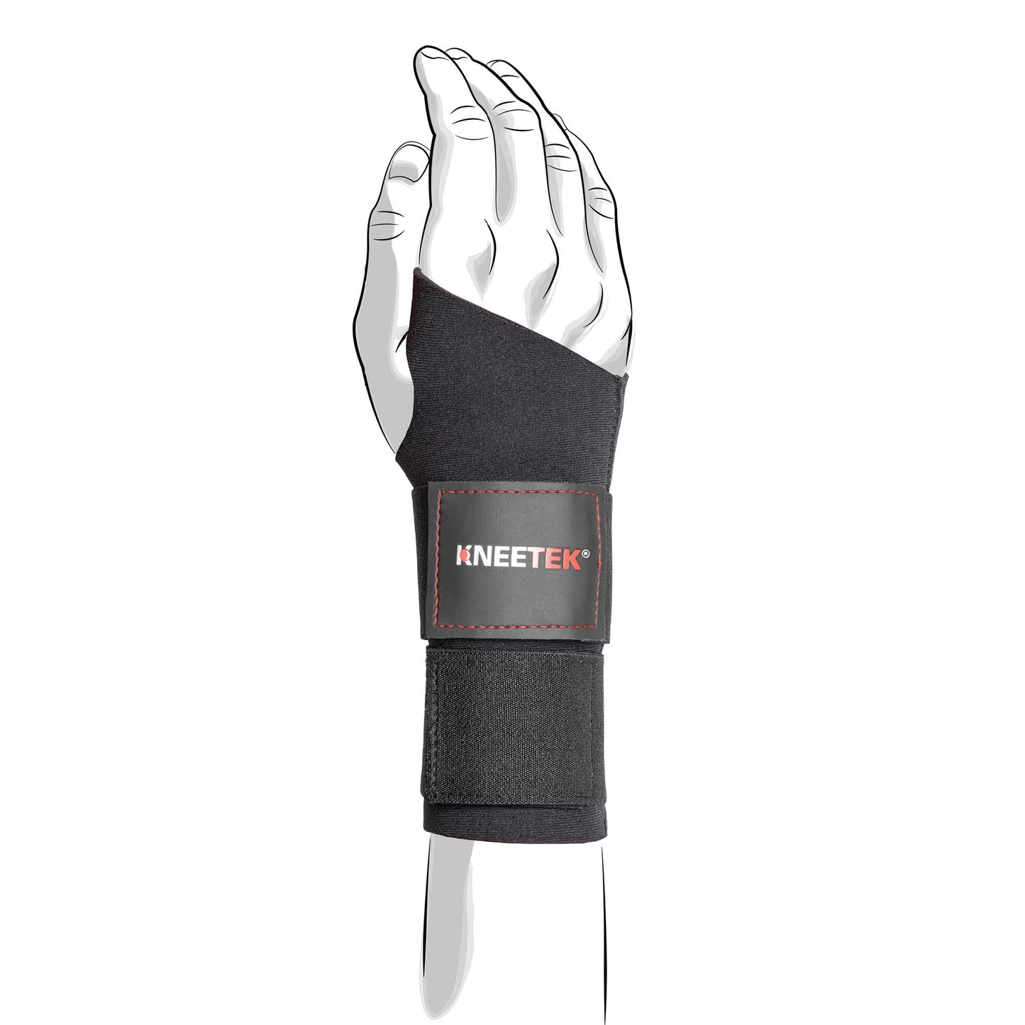 KNEETEK Daumenhandgelenkbandage L | Rechtes Handgelenk | selbstwärmende Handgelenkbandage mit Daumenstütze | elastische Bandage für den Daumen und das Handgelenk zur Kompression und Führung