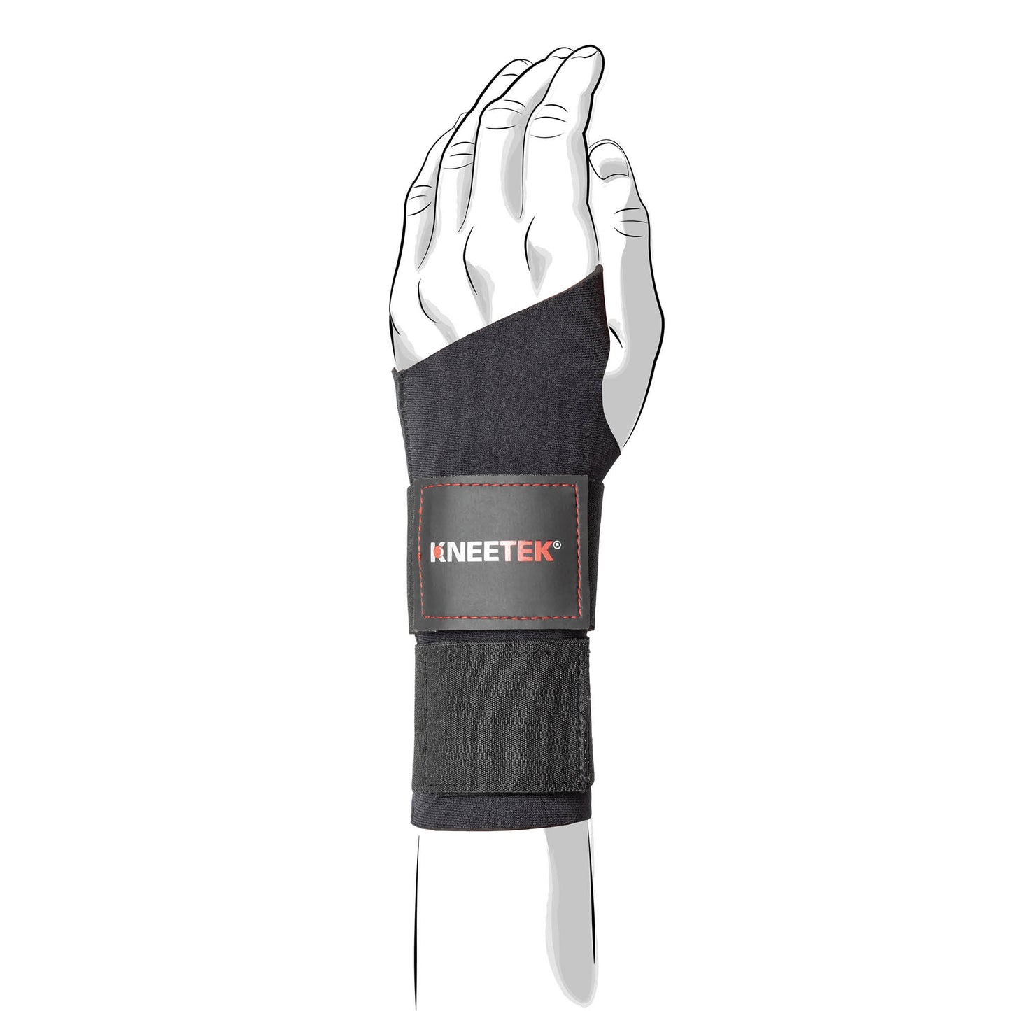 KNEETEK Daumenhandgelenkbandage M | Linkes Handgelenk | selbstwärmende Handgelenkbandage mit Daumenstütze | elastische Bandage für den Daumen und das Handgelenk zur Kompression und Führung