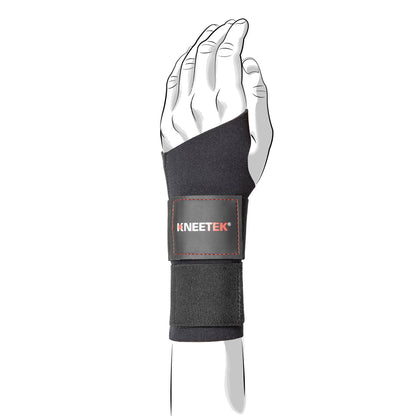 KNEETEK Daumenhandgelenkbandage M | Linkes Handgelenk | selbstwärmende Handgelenkbandage mit Daumenstütze | elastische Bandage für den Daumen und das Handgelenk zur Kompression und Führung