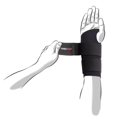 KNEETEK Daumenhandgelenkbandage L | Rechtes Handgelenk | selbstwärmende Handgelenkbandage mit Daumenstütze | elastische Bandage für den Daumen und das Handgelenk zur Kompression und Führung