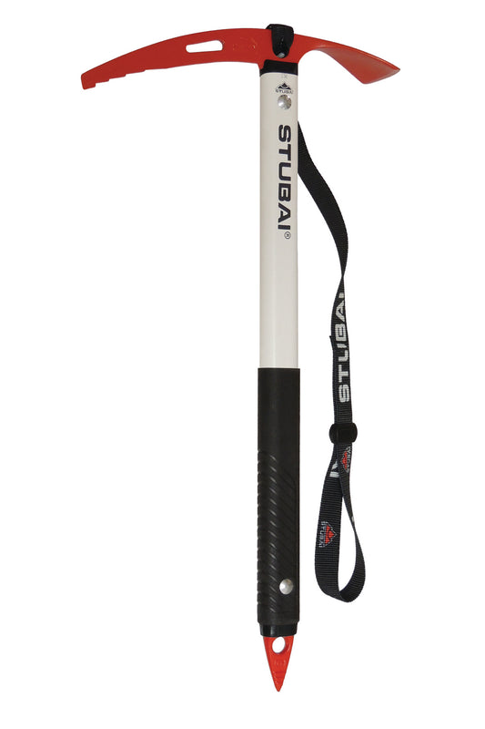 STUBAI Eispickel White Star 59 cm mit Manschette & Handschlaufe | Allroundpickel für Hochtouren | geschmiedeter Stahlkopf | EN 13089 Typ 2 | 760 g | Bergsport-Eisgerät