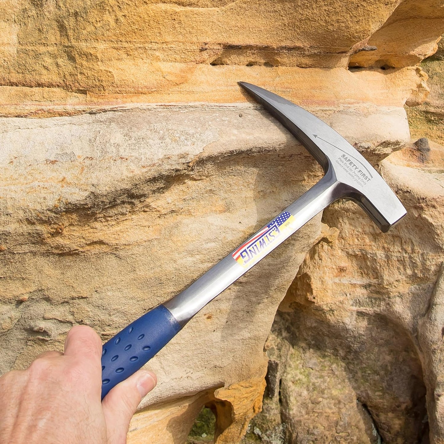 ESTWING Pickhammer mit Vinylgriff, 16x18 mm, 615 g | Geologenhammer aus Stahl | glatte Bahn & Spitze | Rock Pick Hammer | ideal für Gestein, Mineralien, Fossilien & Gebirge