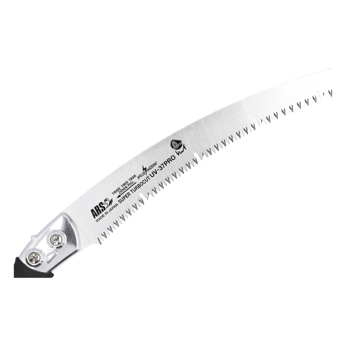 ARS Handsäge UV-37PRO | mit Köcher |   Blattlänge von 370 mm | Die Zahnweite beträgt 4,50 mm | Gewicht  335 gramm | Gruppenzahnung mit Räumerschlitzen