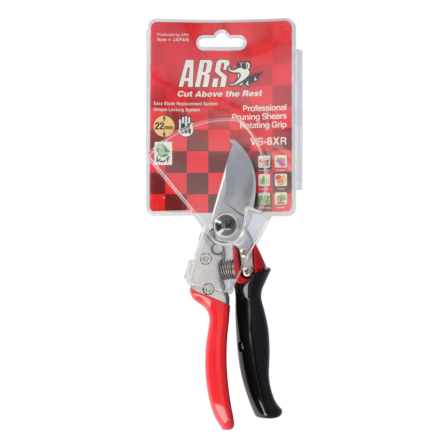 Cut360 Reben-& Gartenschere mit ergonomischem Rollgriff für Astdurchmesser bis Ø 22 mm, Kleine Gartenschere