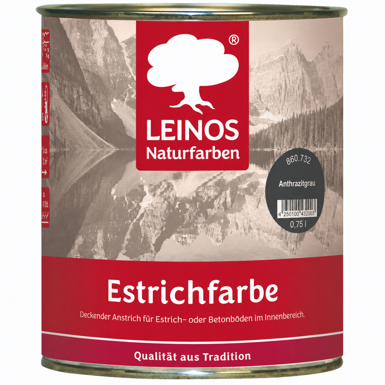 LEINOS Estrichfarbe 860 0,75L Anthrazitgrau– seidenglänzende Beton- & Estrichfarbe für Innen – strapazierfähig & deckend – für Keller, Treppen & Garagenböden – offenporiger Schutzanstrich