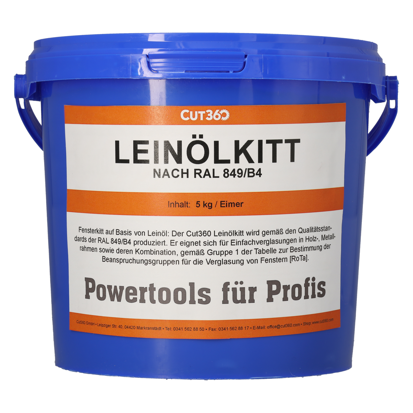 CUT360 Leinölkitt - Fensterkitt für die Einfachverglasung von Fenstern | 5 kg | Glaserkitt geeignet für Holz- und Metallrahmen | Hergestellt aus reinem Leinöl - Made in Germany