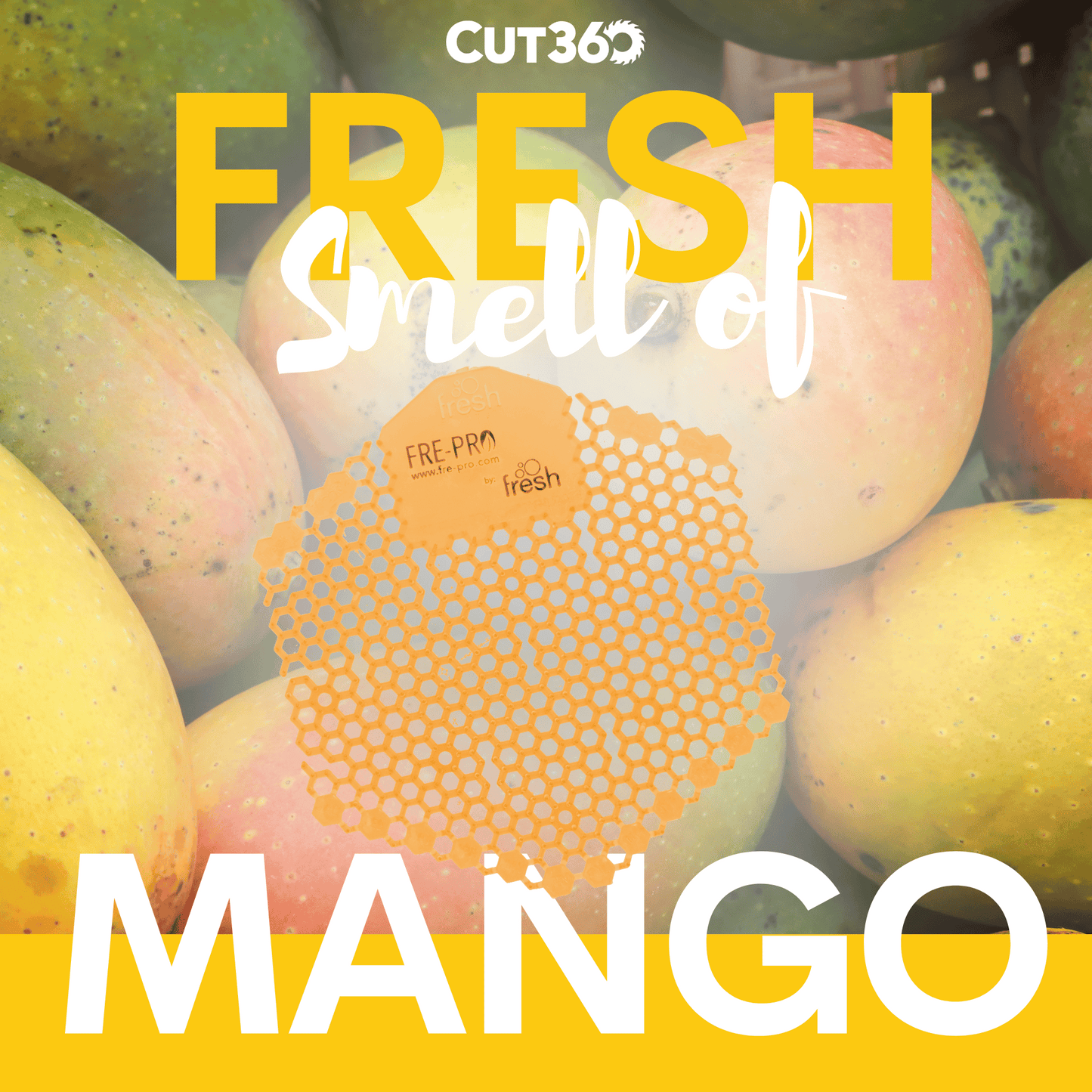 Cut360 Fresh Wave 3D der WC Duft für Pissoir, 2 Stk, nachhaltiger und langanhaltender Toiletten-Duft Mango mit verbessertem Spritzschutz, stillvoller Urinaleinsatz
