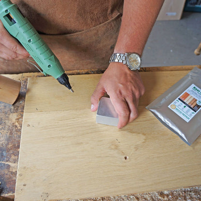 Woodrepair Abkühlblock Aluminium Kühlblock 50x50mm,  Perfekt für Abkühlung und Einpressen des flüssigen Astfüllers im Ast