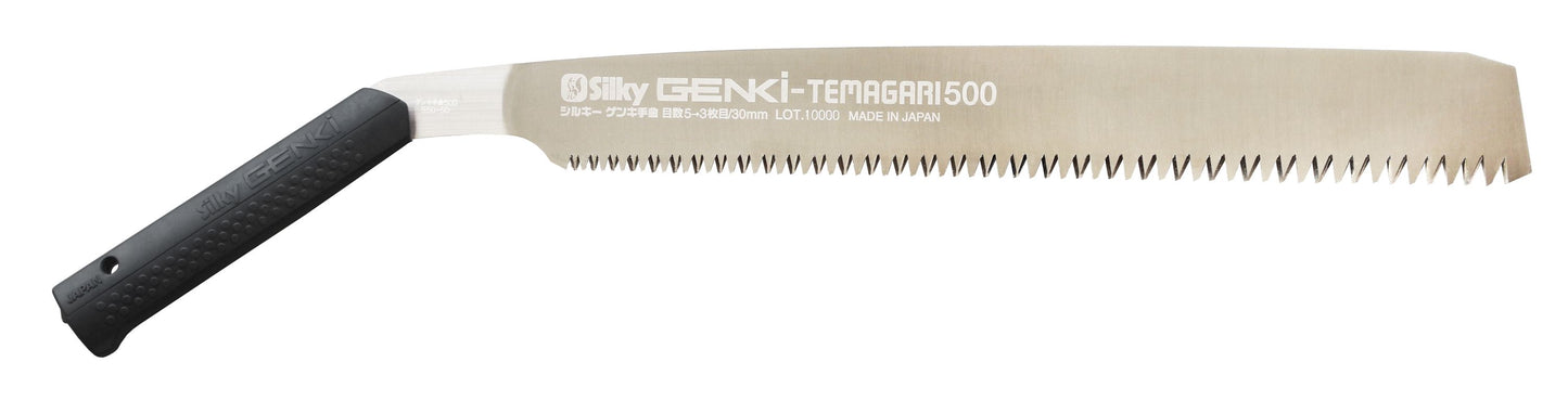 Silky Genki Temagari 500 mm Japansäge – aggressivste & schnellste Silky-Säge mit grober Mirai-Me Verzahnung (3–5 Z/30 mm), ergonomischem Genki-Griff, handgefertigt, inkl. Tasche, für frisches Holz